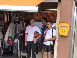 Gavin, Tao and Luke are not quite sure what to make of the strange sounds coming from the alphorn at Klein Scheidegg